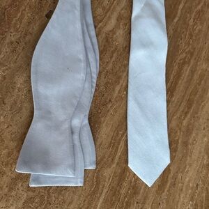 Birdy Grey White Bow Tie and Necktie Set